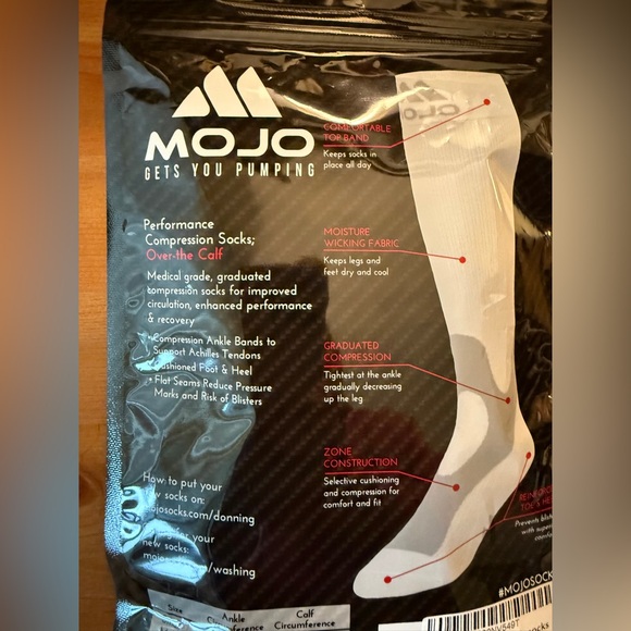 Mojo Pink & White Over the Calf Compression Knee High Socks 20-30 mmHg Size XL - Picture 2 of 5